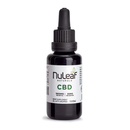 Nuleaf Naturals CBD Oil on white background