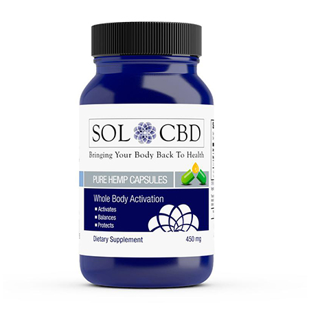 Sol CBD Softgels on white back ground