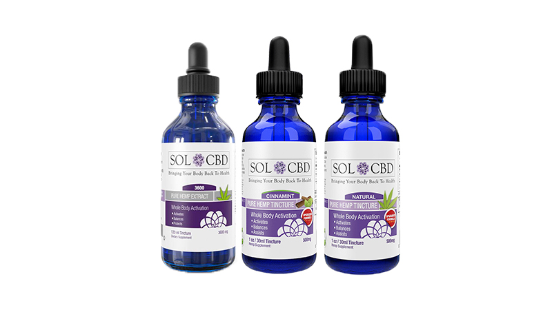 Sol CBD Oils on white background