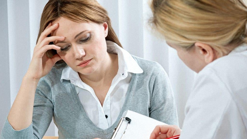 Woman with bipolar consulting with a doctor