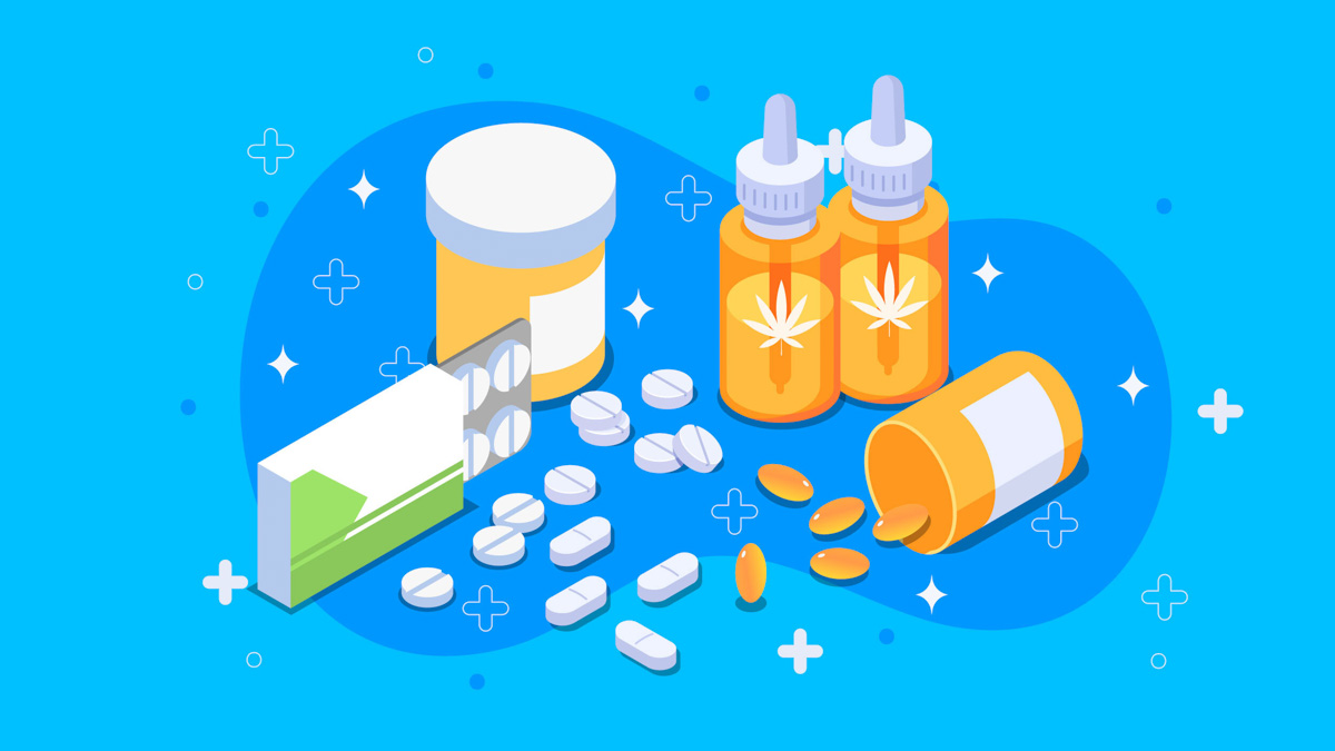 Illustration of CBD Oil and Xanax