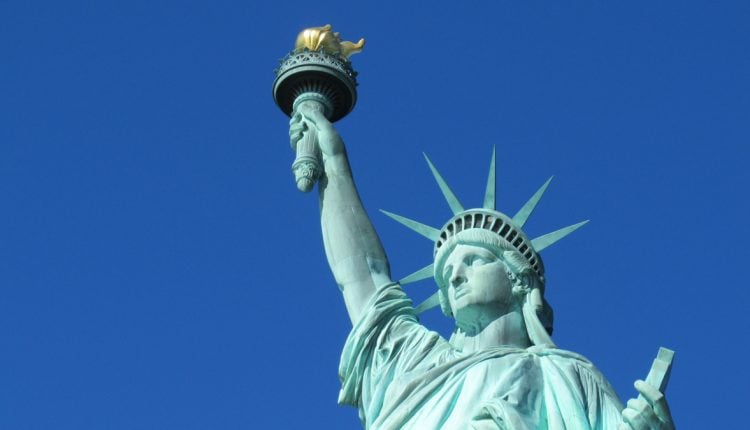 Statue of Liberty with blue sky