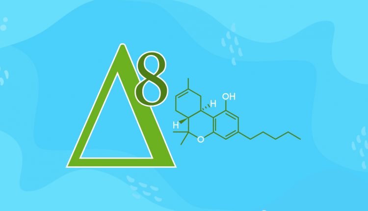 Illustration of delta 8 symbol and chemical molecule