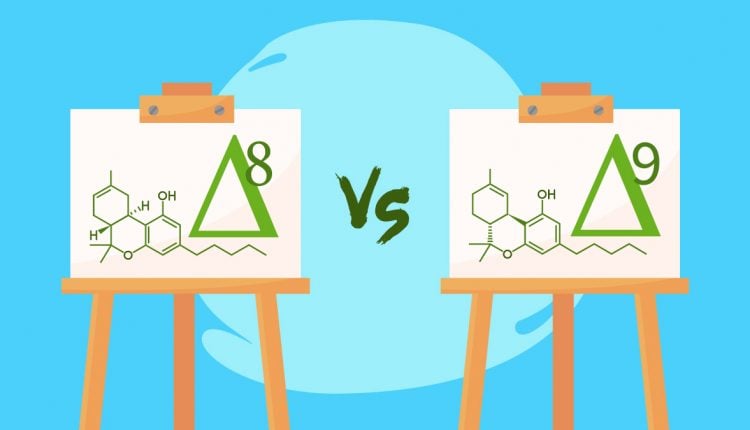 Illustration of delta 8 thc vs delta 9 thc chemical structures