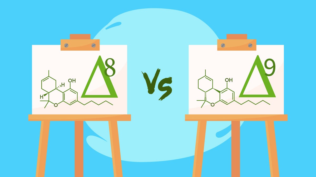 Illustration of delta 8 thc vs delta 9 thc chemical structures