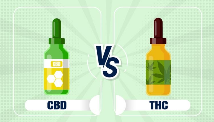 illustration of CBD bottle versus THC bottle
